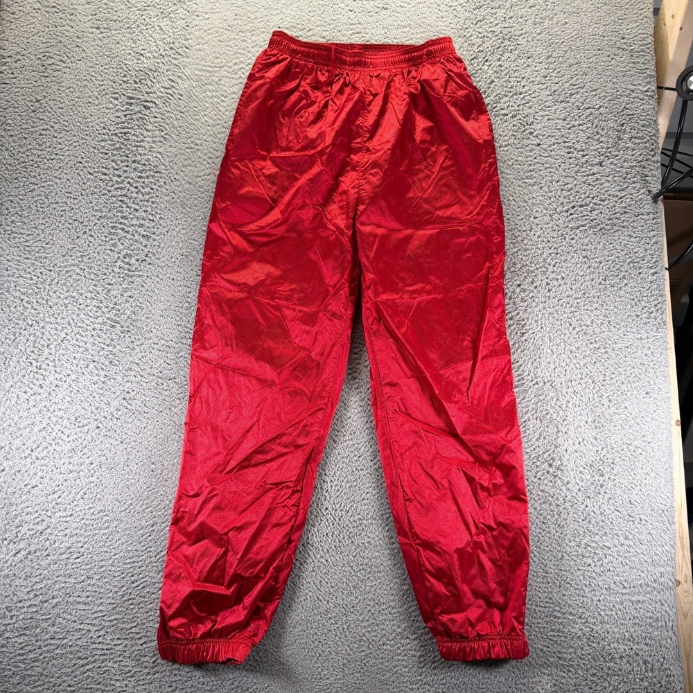 Reebok Pant Men L Red Nylon Parachute Mesh-Lined Track Windbreaker Jogger Sports